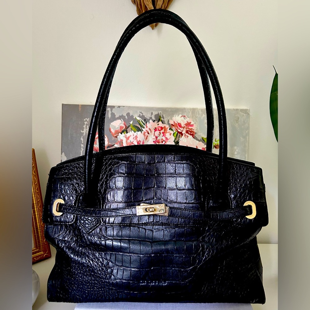 Like New - Cromia Croc Embossed leather bag.